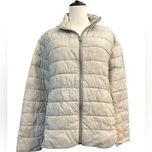 a.n.a Light Beige Puffer Jacket, size large, lightweight.